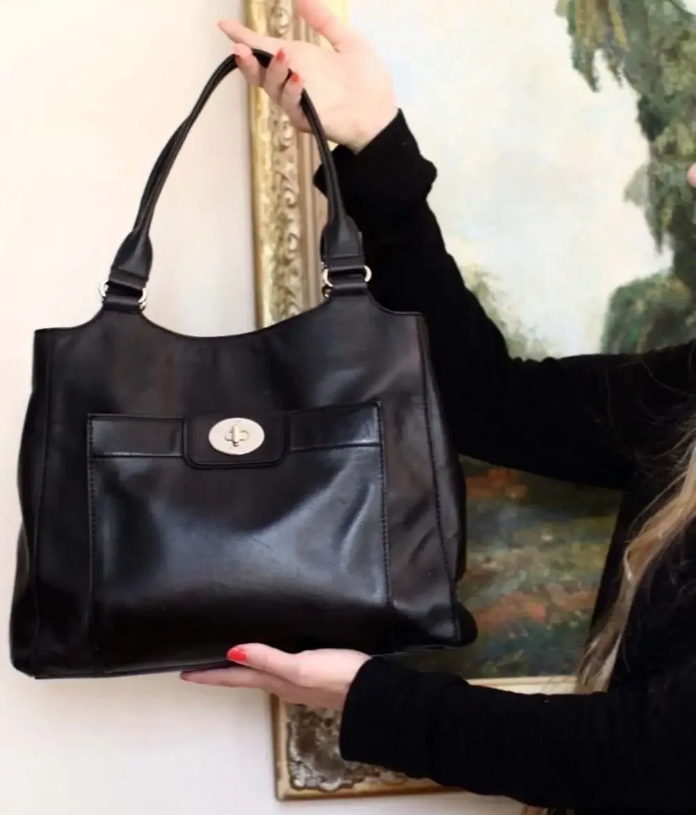 Kate Spade Hampton Road Melody Satchel Black buttery Leather Handbag